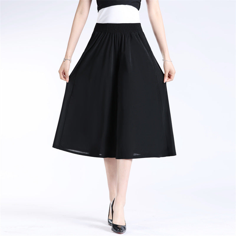 đ„đNĆi magas elasztikus derĂ©k pliszĂrozott sifon szĂ©les lĂĄbĂș Culottes