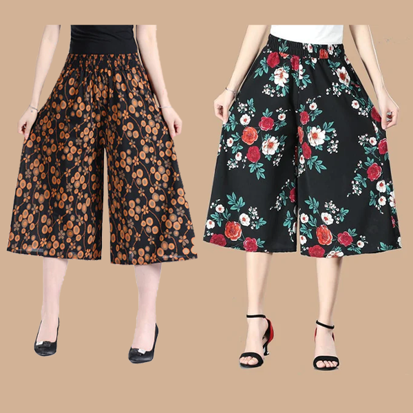 đ„đNĆi magas elasztikus derĂ©k pliszĂrozott sifon szĂ©les lĂĄbĂș Culottes