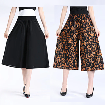 đ„đNĆi magas elasztikus derĂ©k pliszĂrozott sifon szĂ©les lĂĄbĂș Culottes