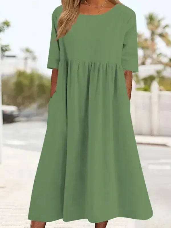 🔥👗Forró eladó -Round Neck Pocket Halter pamut ruha