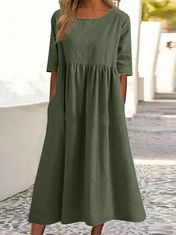 🔥👗Forró eladó -Round Neck Pocket Halter pamut ruha