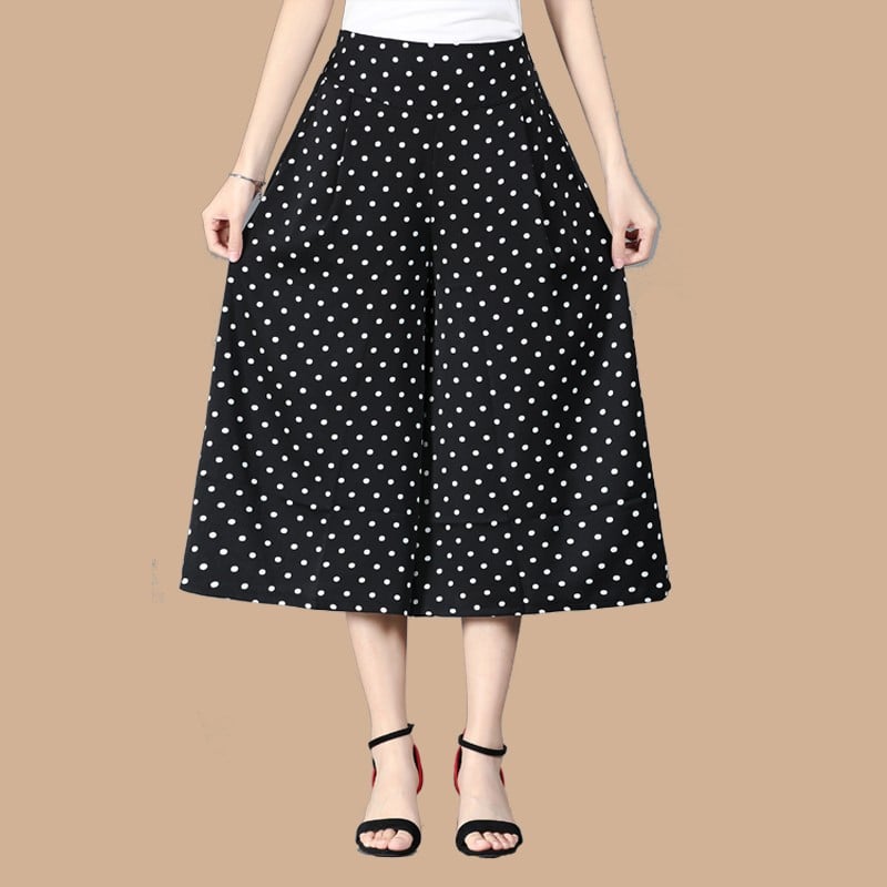 đ„đNĆi magas elasztikus derĂ©k pliszĂrozott sifon szĂ©les lĂĄbĂș Culottes