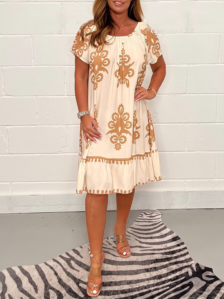 🔥👗Ruha geometrikus mintával és szögletes nyakkivágással✨