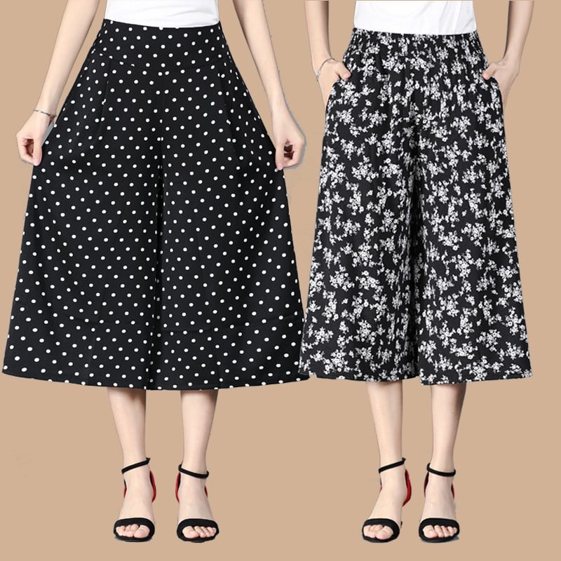 đ„đNĆi magas elasztikus derĂ©k pliszĂrozott sifon szĂ©les lĂĄbĂș Culottes