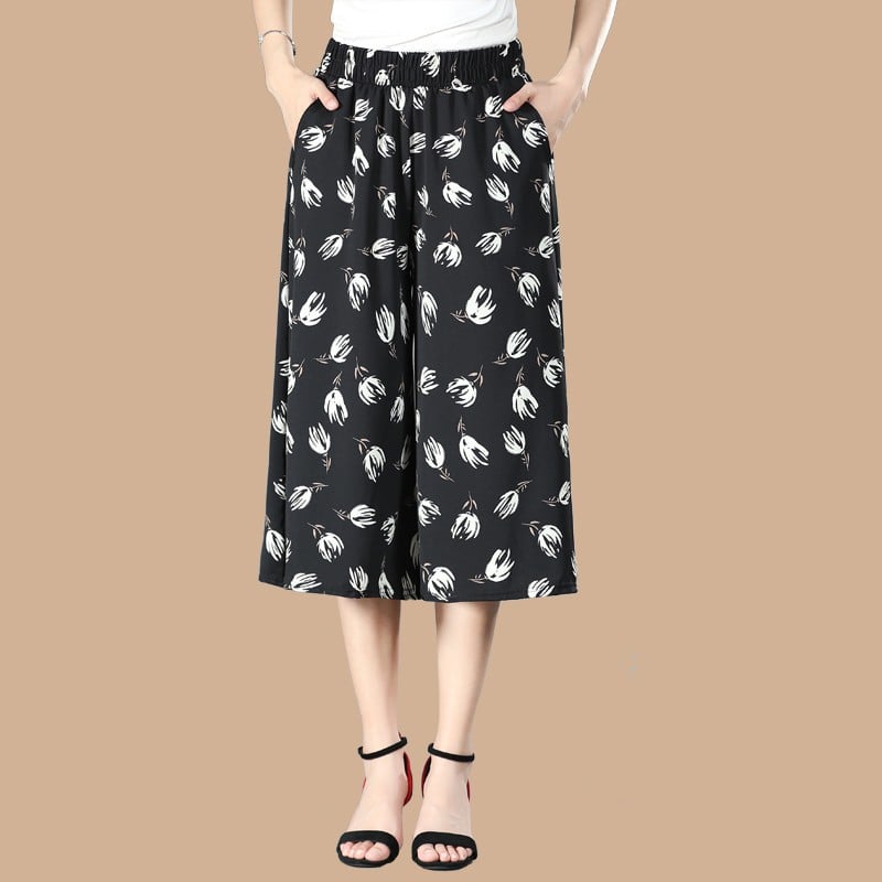 đ„đNĆi magas elasztikus derĂ©k pliszĂrozott sifon szĂ©les lĂĄbĂș Culottes