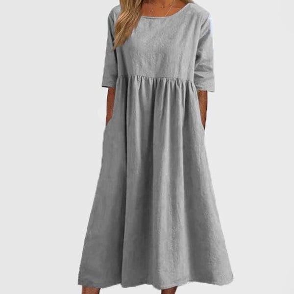 🔥👗Forró eladó -Round Neck Pocket Halter pamut ruha