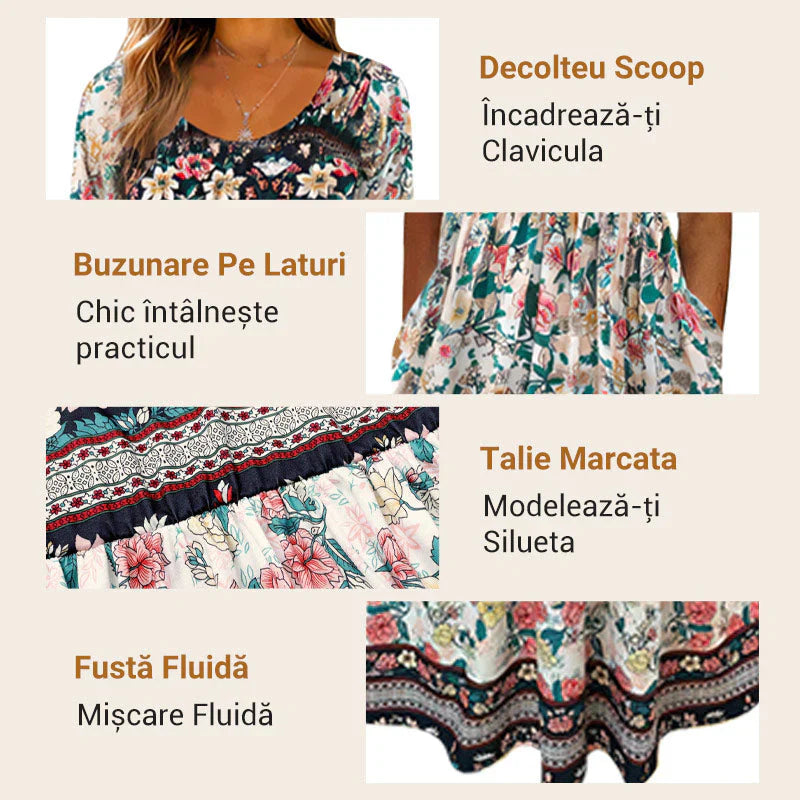 đ„đăS-4XLăNĆi elegĂĄns bohĂ©m nyomtatott ruha