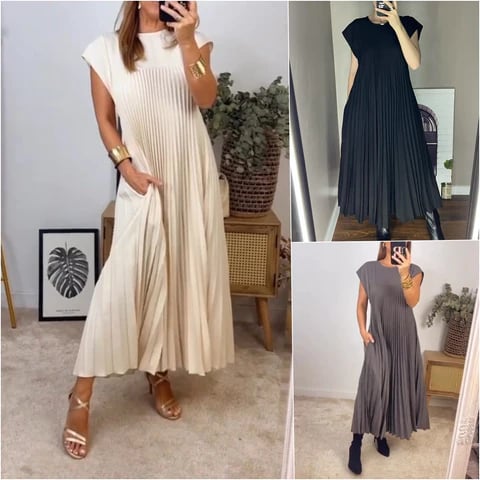 🔥👗【M-3XL】 2025 Egyszínű ujjatlan ruha zsebekkel