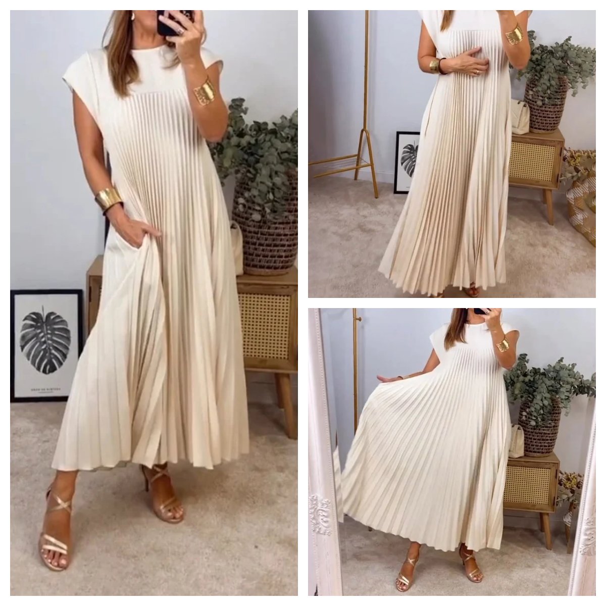 🔥👗【M-3XL】 2025 Egyszínű ujjatlan ruha zsebekkel