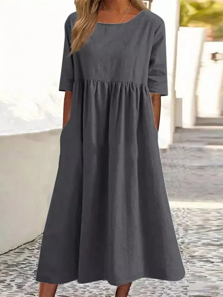 🔥👗Forró eladó -Round Neck Pocket Halter pamut ruha
