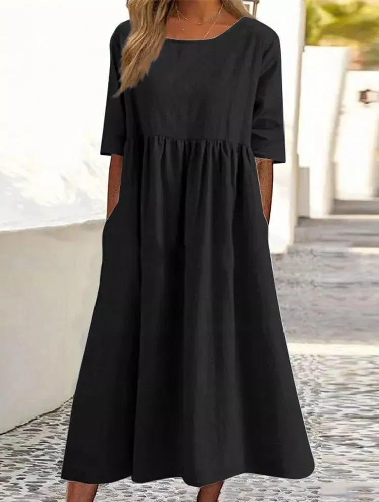 🔥👗Forró eladó -Round Neck Pocket Halter pamut ruha