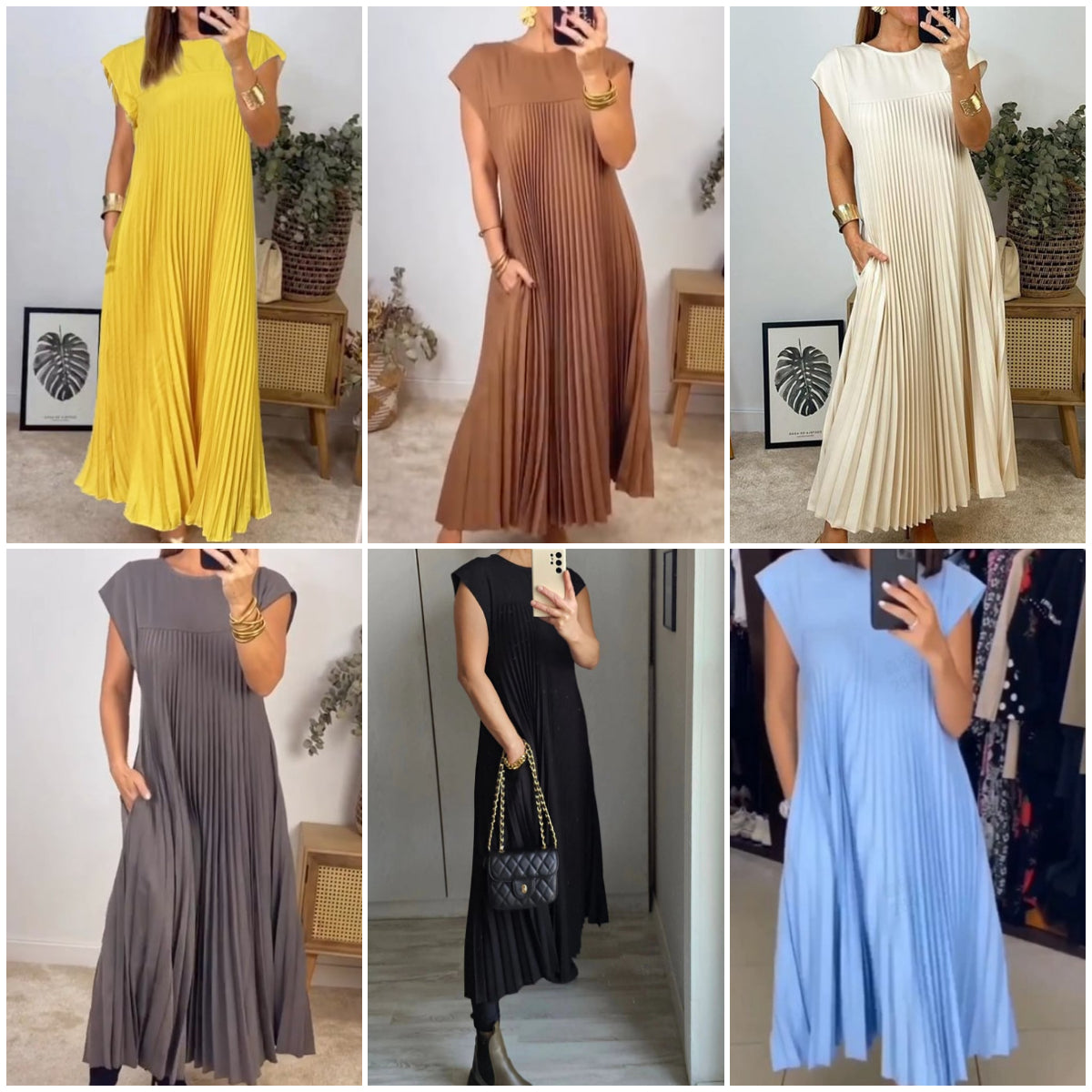 🔥👗【M-3XL】 2025 Egyszínű ujjatlan ruha zsebekkel