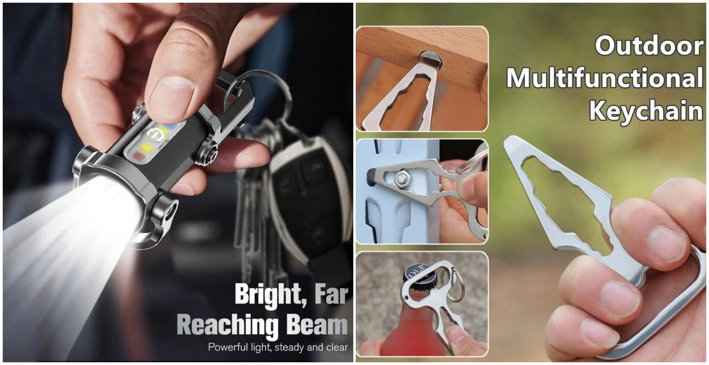 【🔥🔦1+1 ingyen】Hordozható, újratölthető, fényes zseblámpa kulcstartóhoz