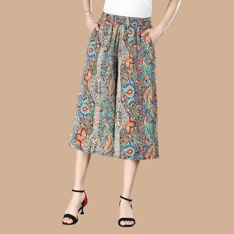 đ„đNĆi magas elasztikus derĂ©k pliszĂrozott sifon szĂ©les lĂĄbĂș Culottes