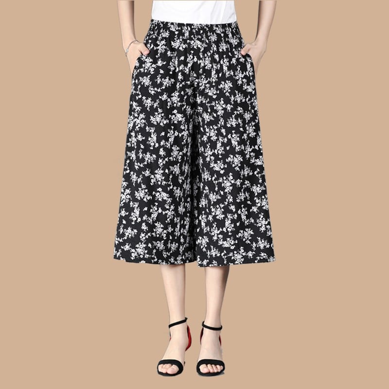 đ„đNĆi magas elasztikus derĂ©k pliszĂrozott sifon szĂ©les lĂĄbĂș Culottes