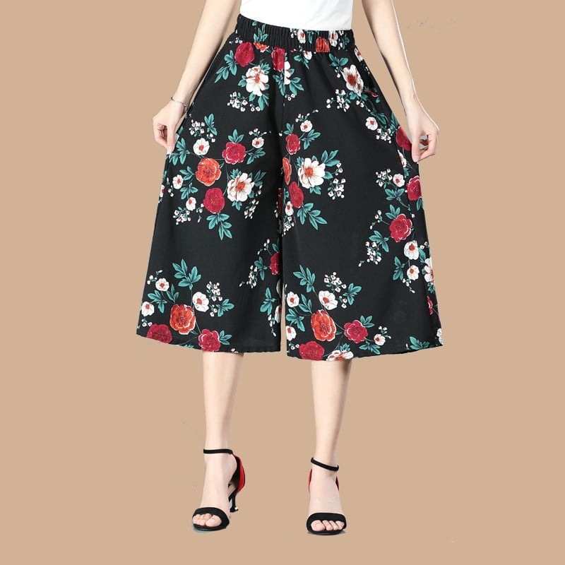 đ„đNĆi magas elasztikus derĂ©k pliszĂrozott sifon szĂ©les lĂĄbĂș Culottes