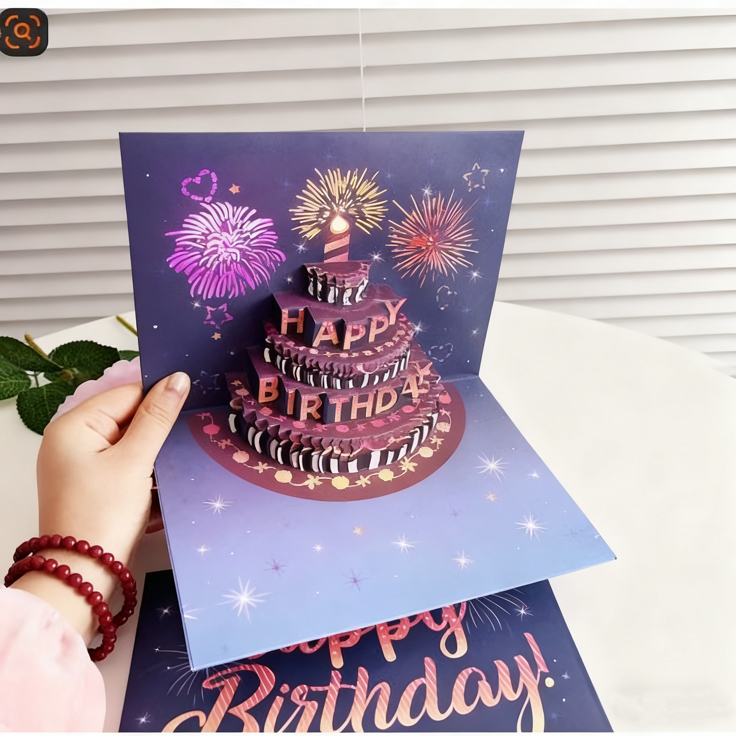 🎁Tűzijáték pop-up torta fényekkel és zenével, születésnapi kártyaajándék
