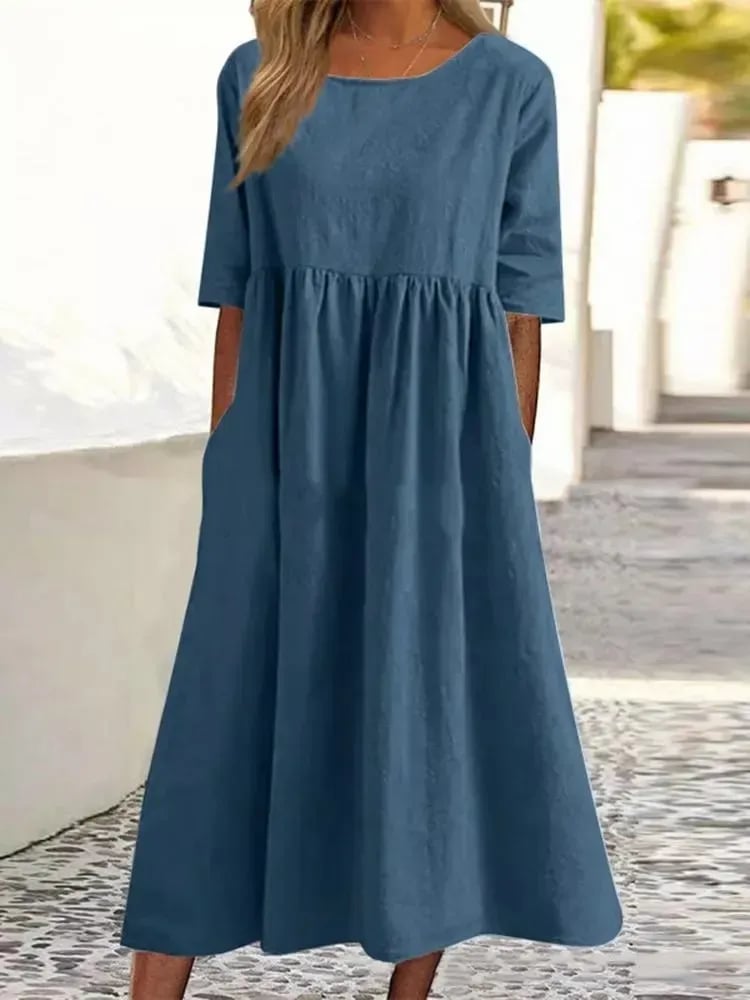 🔥👗Forró eladó -Round Neck Pocket Halter pamut ruha