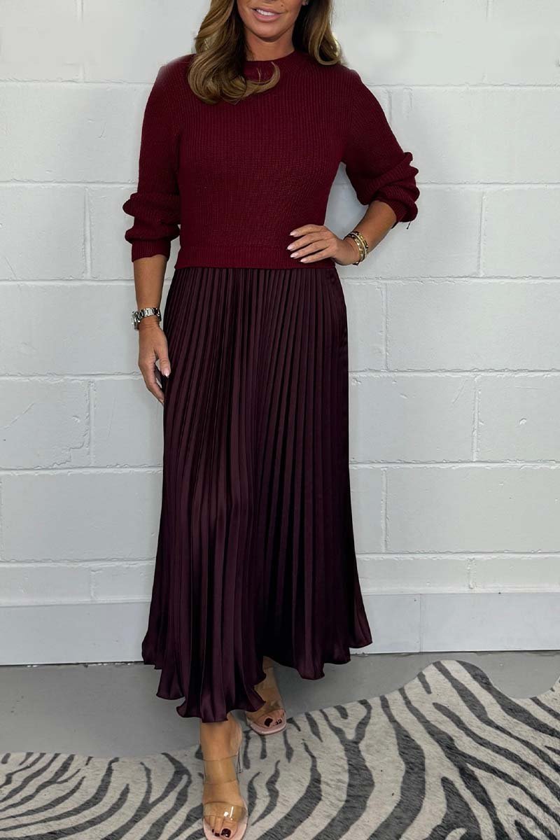 🔥👗Divatos és elegáns rakott kerek nyakú ruhák✨