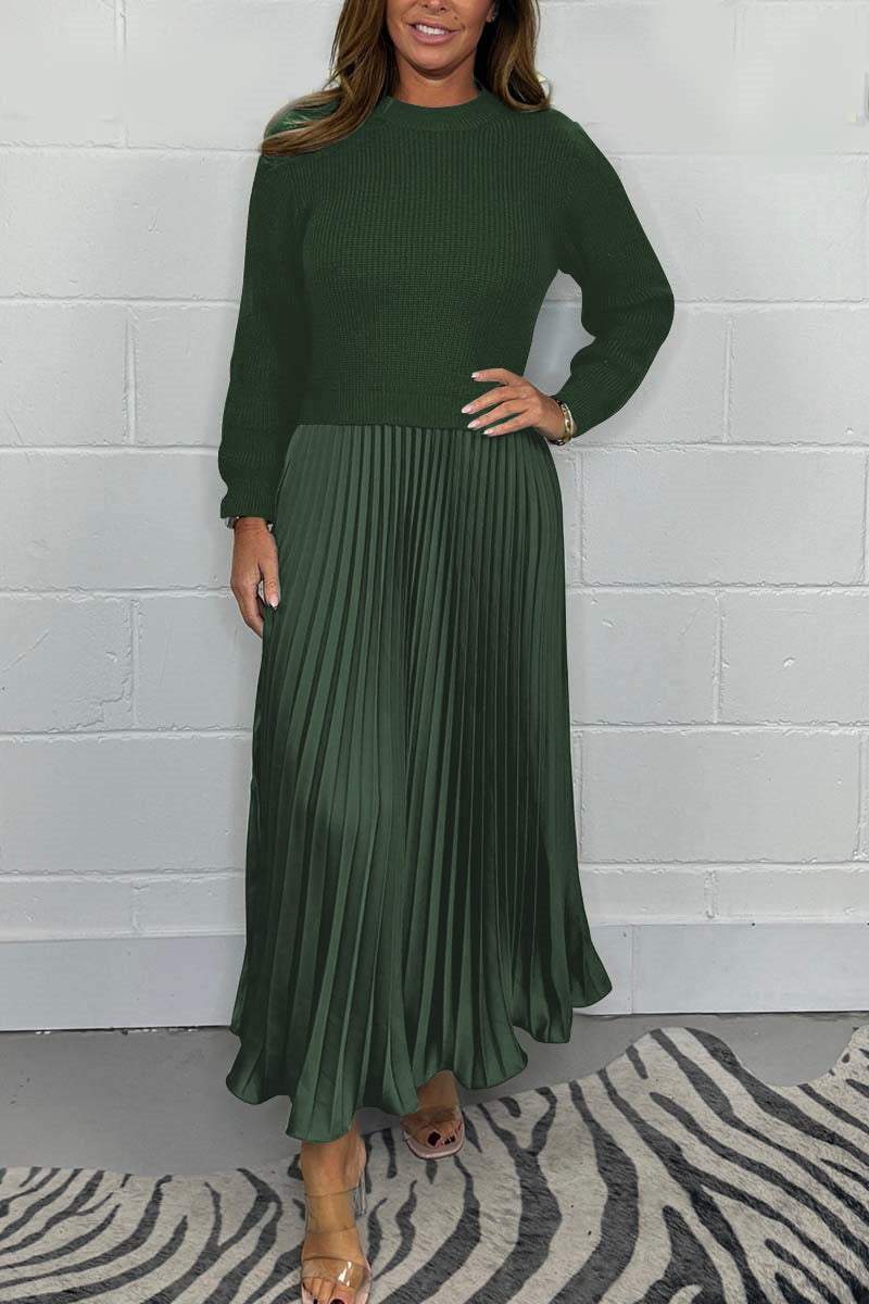 🔥👗Divatos és elegáns rakott kerek nyakú ruhák✨