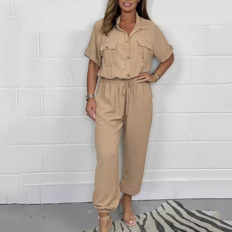 Női rövid ujjú többfunkciós Jumpsuit