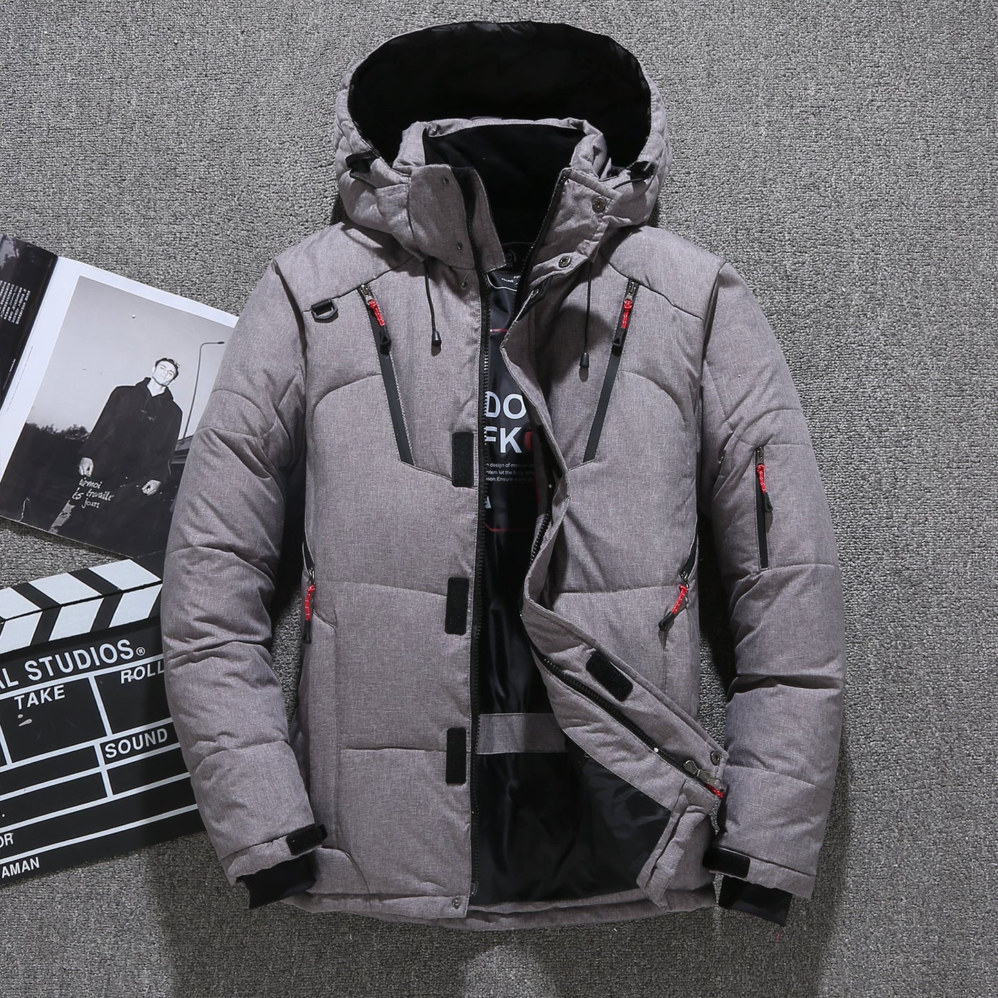 đ„FĂ©rfi fehĂ©r Duck Down Parka tĂ©li meleg kabĂĄt