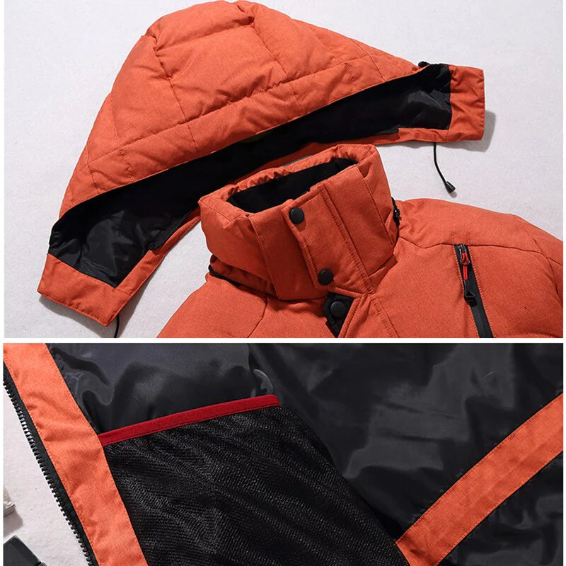 đ„FĂ©rfi fehĂ©r Duck Down Parka tĂ©li meleg kabĂĄt