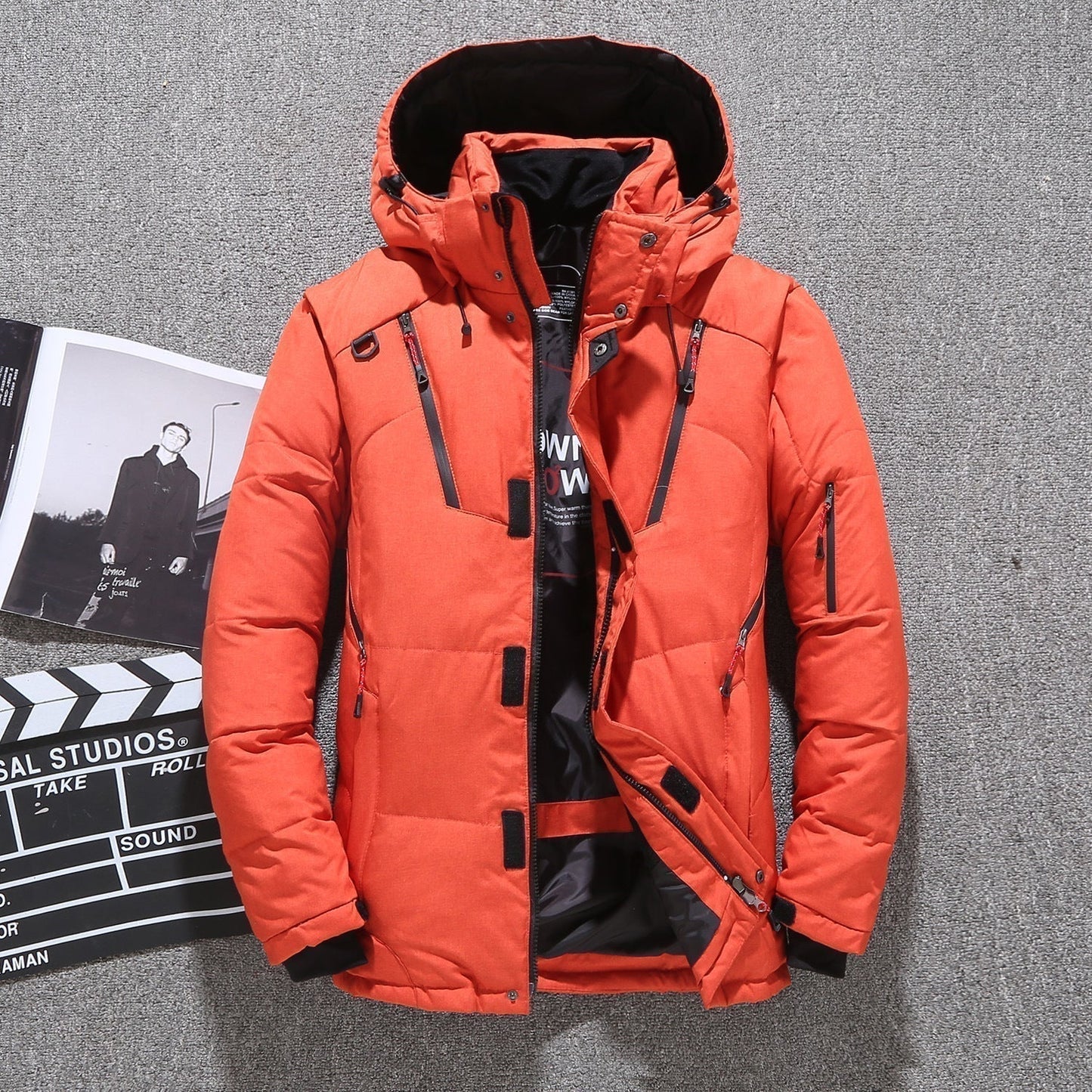 đ„FĂ©rfi fehĂ©r Duck Down Parka tĂ©li meleg kabĂĄt