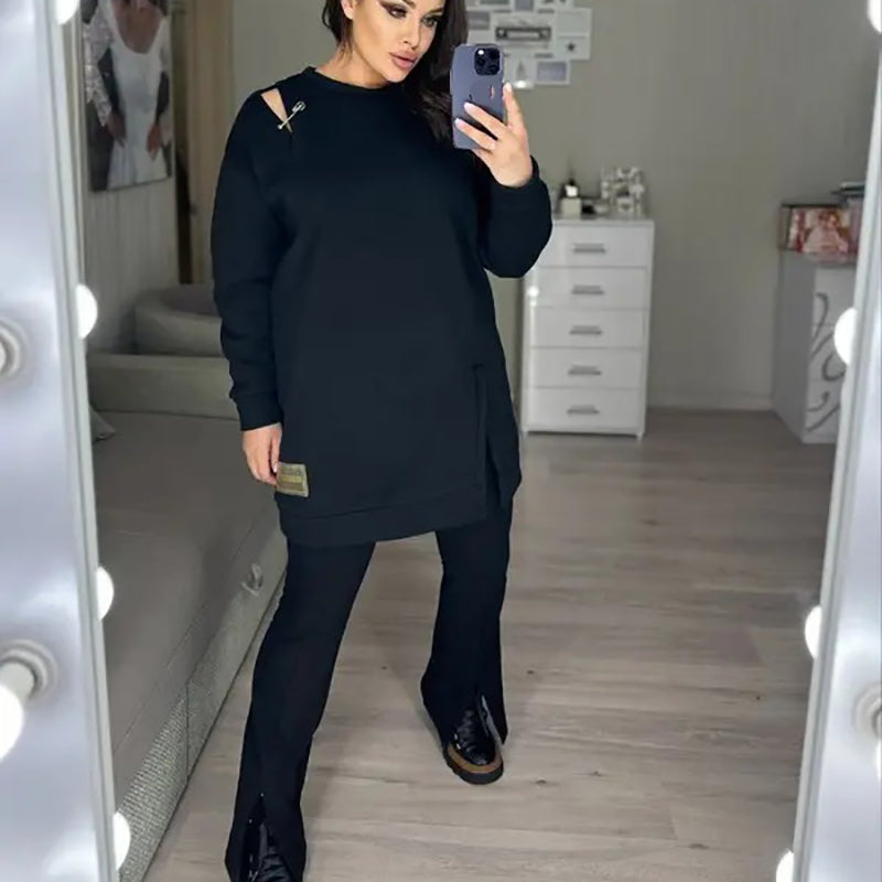 🔥👗Női elegáns kivágott pulóver ruha