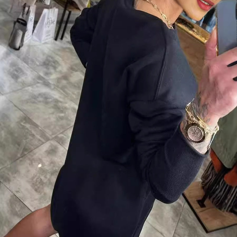 🔥👗Női elegáns kivágott pulóver ruha