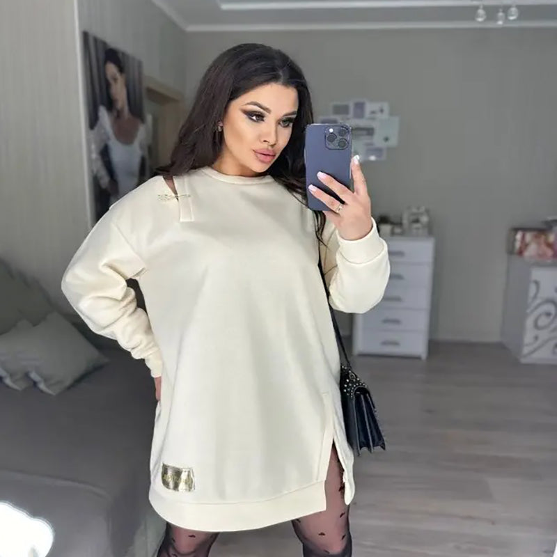 🔥👗Női elegáns kivágott pulóver ruha