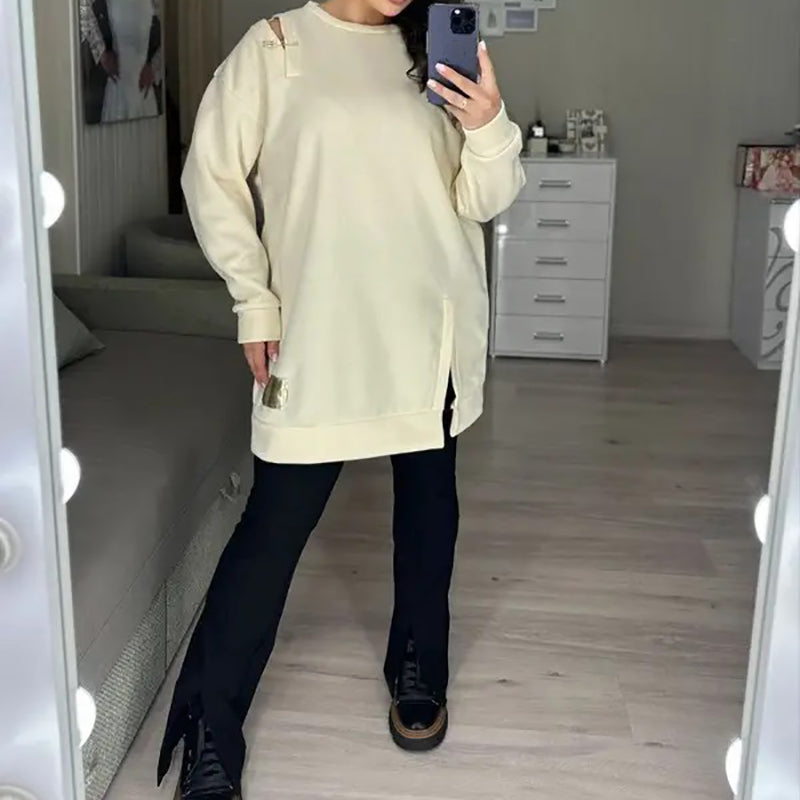 🔥👗Női elegáns kivágott pulóver ruha