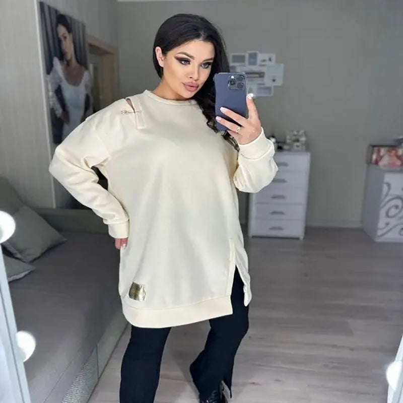🔥👗Női elegáns kivágott pulóver ruha