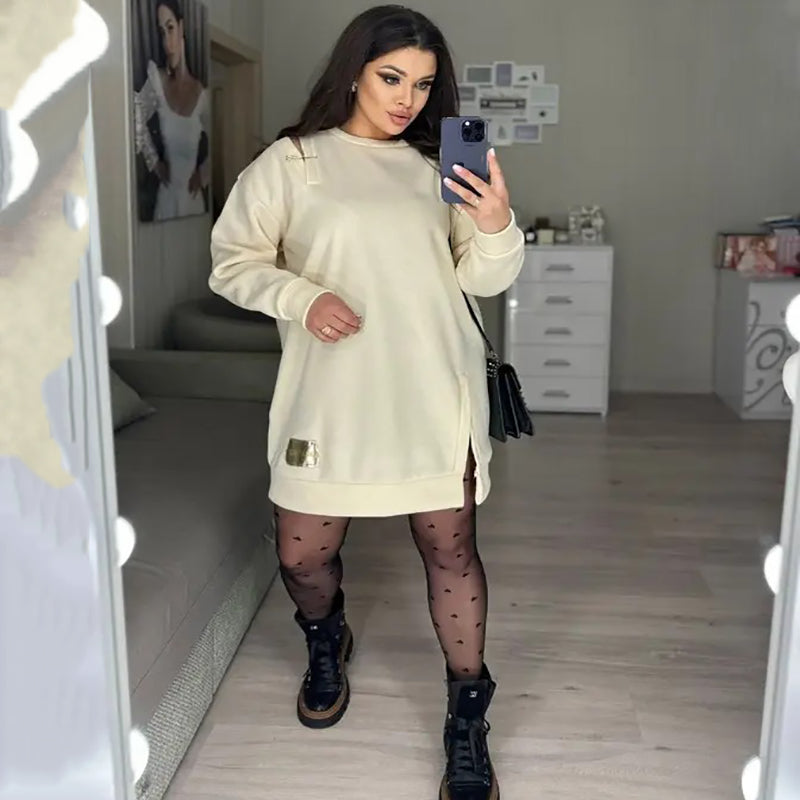 🔥👗Női elegáns kivágott pulóver ruha