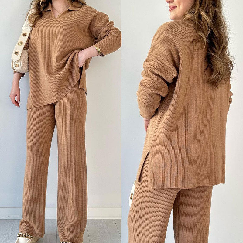 🔥👚👖Kötött, kétrészes, V-nyakú, V-nyakú kezeslábas