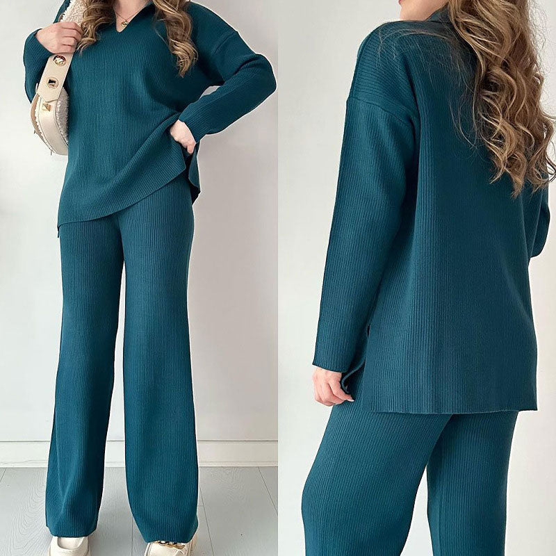 🔥👚👖Kötött, kétrészes, V-nyakú, V-nyakú kezeslábas