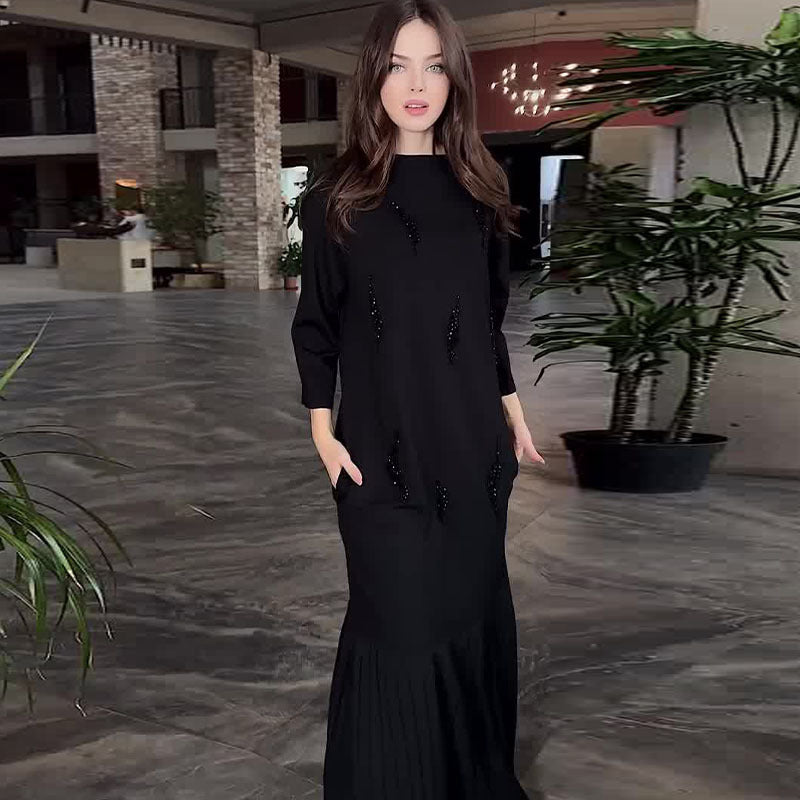 đ„đElegĂĄns kerek nyakĂș flitteres bokahosszĂșsĂĄgĂș ruha