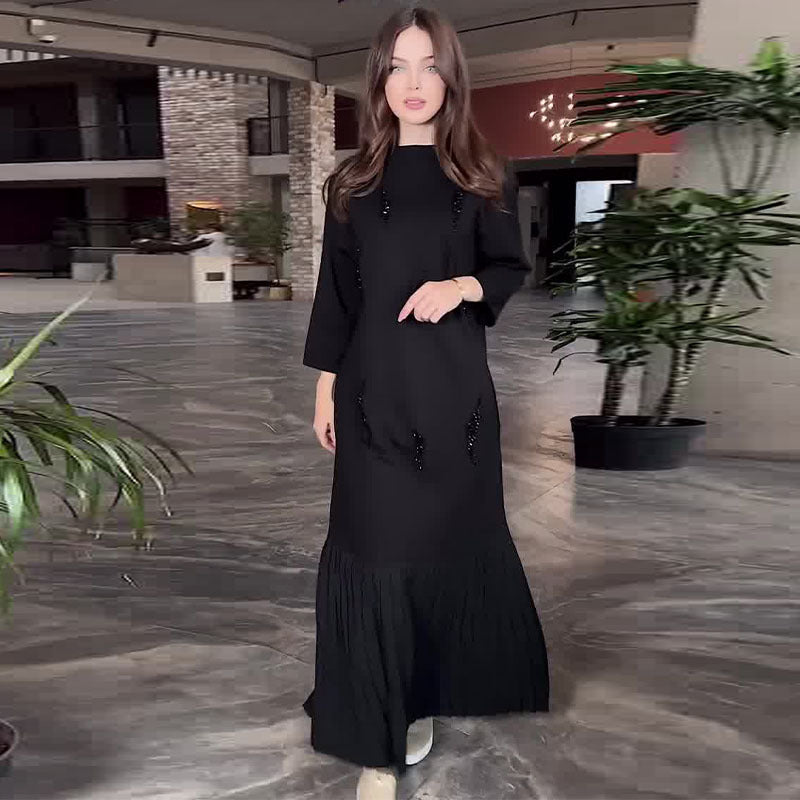 đ„đElegĂĄns kerek nyakĂș flitteres bokahosszĂșsĂĄgĂș ruha
