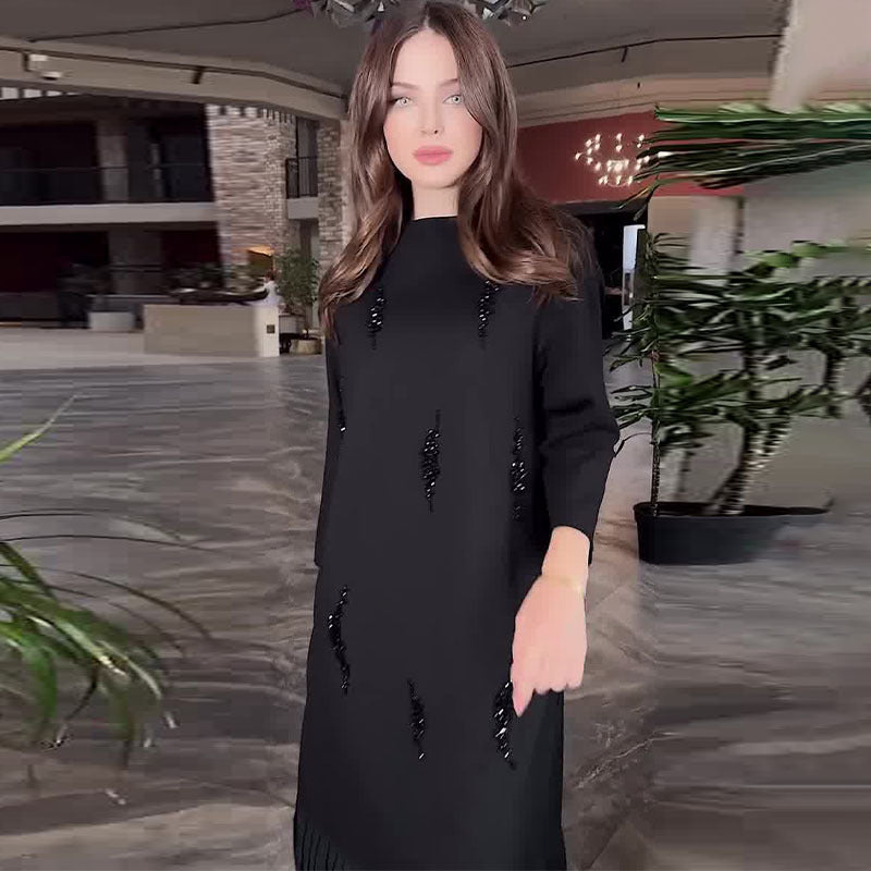 đ„đElegĂĄns kerek nyakĂș flitteres bokahosszĂșsĂĄgĂș ruha