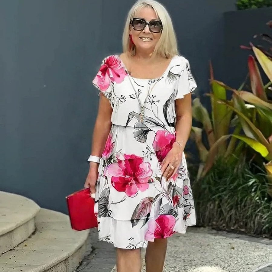 🔥👗 Pamut plusz méretű virágos nyomtatott többrétegű ruhák