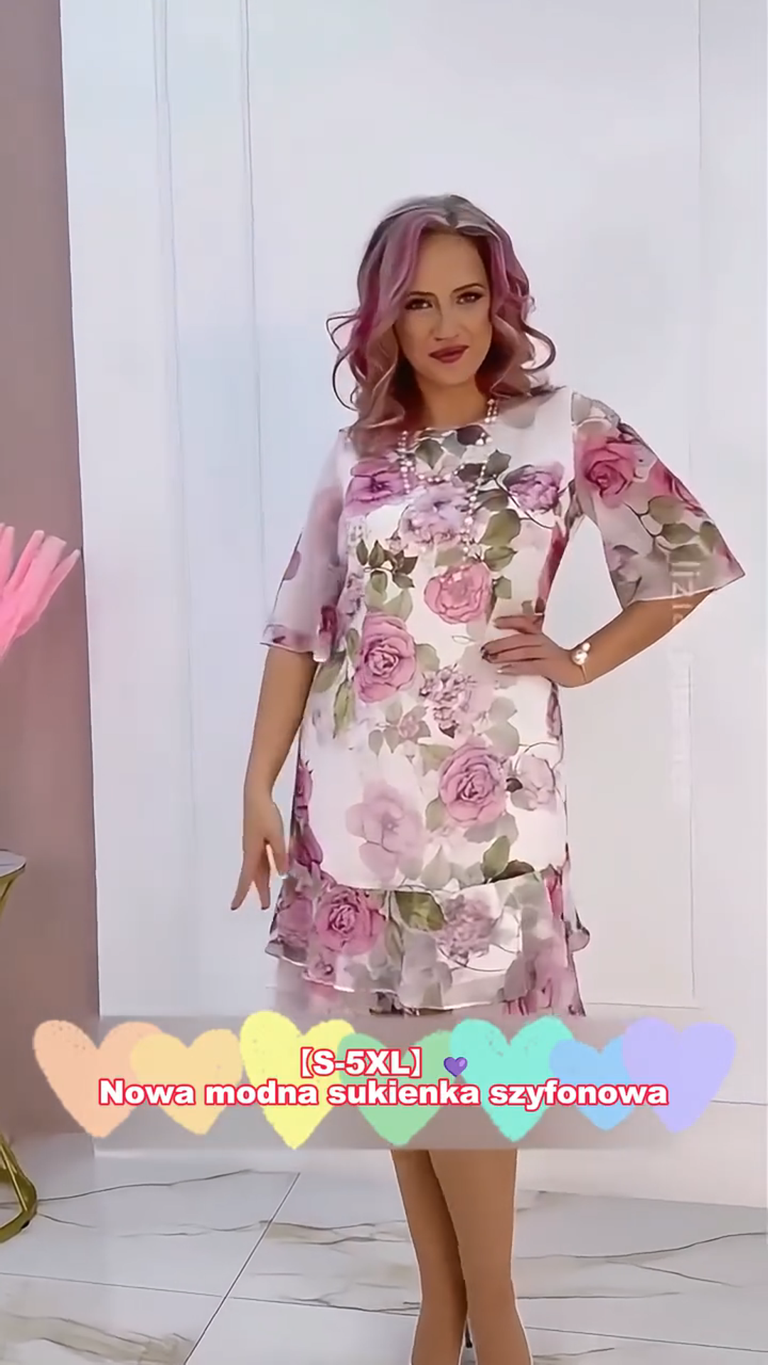 🔥👗【S-4XL】Rózsaszín rózsa réteges fodros ruha