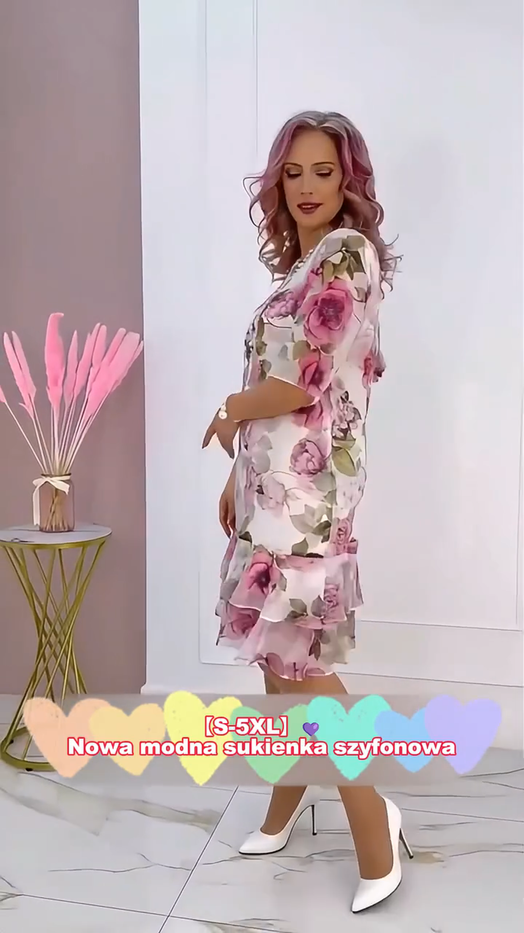 🔥👗【S-4XL】Rózsaszín rózsa réteges fodros ruha