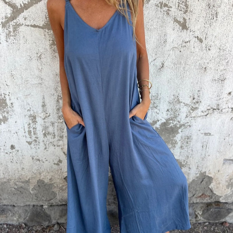 🔥👗【S-3XL】Laza pamut vászon kezeslábas