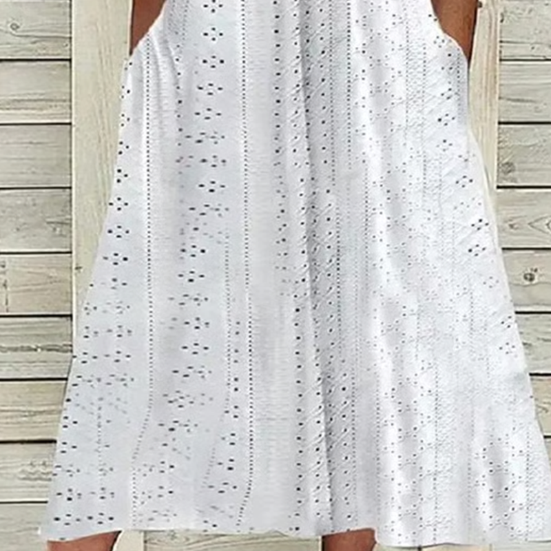 đ„đNĆi elegĂĄns V-nyakĂș ĂŒreges egyszĂnƱ ruha