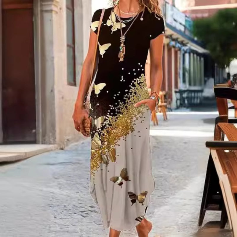 🔥👗【S-4XL】Női hosszú póló nyomtatott ruhák