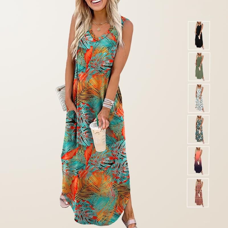 🔥👗 Nyári extra hosszú ruhák nyaralás strandruhák zsebekkel