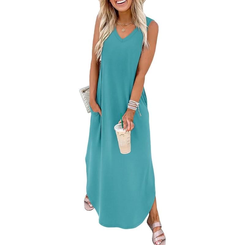 🔥👗 Nyári extra hosszú ruhák nyaralás strandruhák zsebekkel