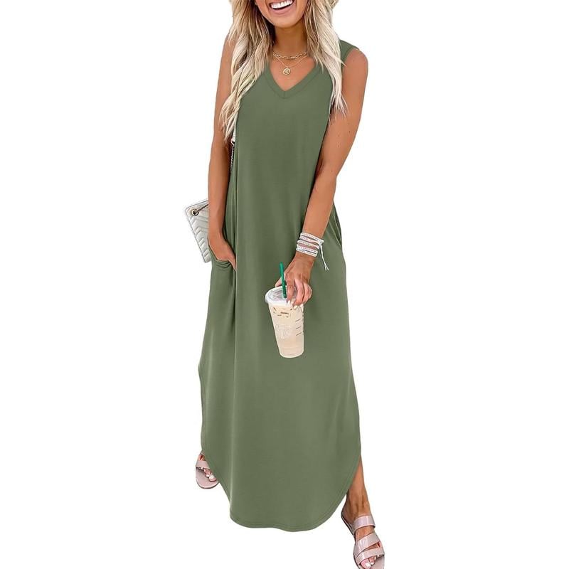 🔥👗 Nyári extra hosszú ruhák nyaralás strandruhák zsebekkel