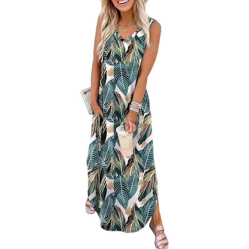 🔥👗 Nyári extra hosszú ruhák nyaralás strandruhák zsebekkel