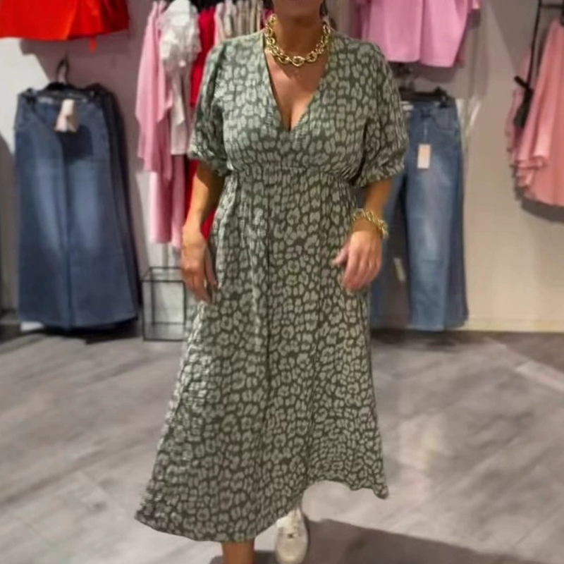 🔥👗 Női V-nyakú nyomtatott Boho ruha – könnyű és légáteresztő lenvászon anyagból! 💃